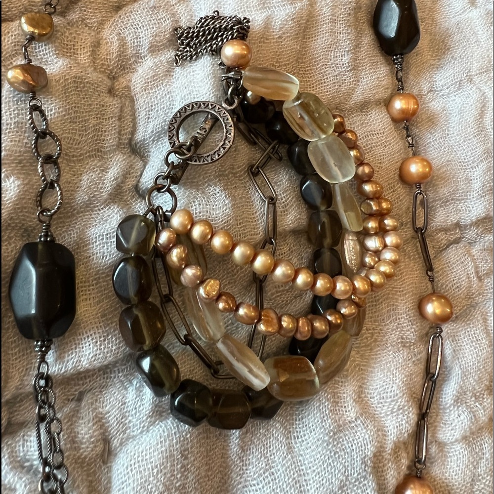 Silpada Retired Multi Stone Bracelet & Necklace set Sterling Silver